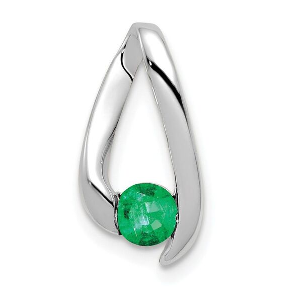 Kazi Luxury 14k White Gold 4mm Emerald Pendant